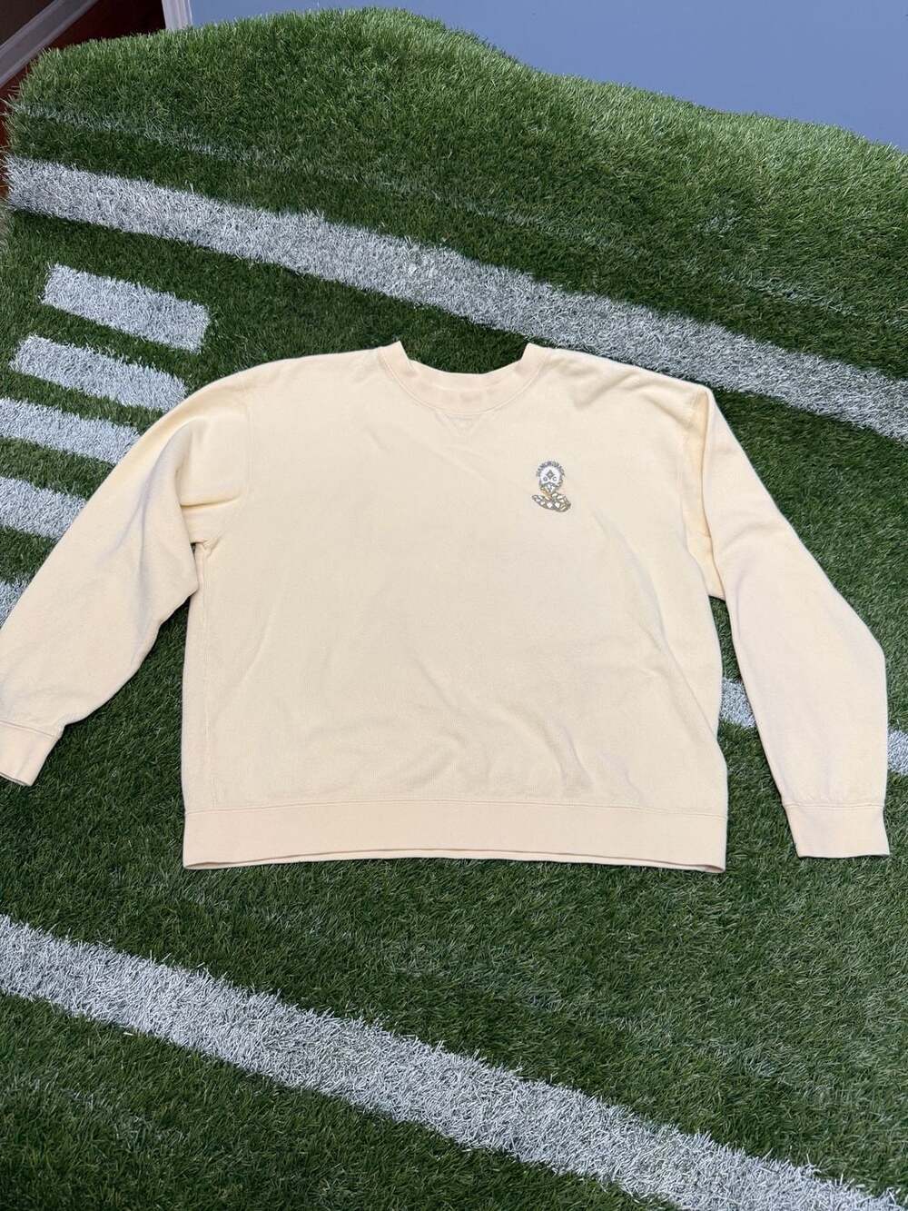 Aimé Leon Dore Diamondback Snake Embroidered Crew Neck Sweatshirt Yellow